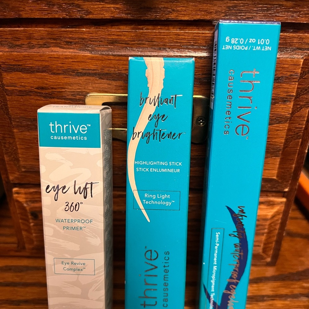 Thrive Causematics. Eye Brightener, Eyelift 360 Primer, Infinity Eyeliner